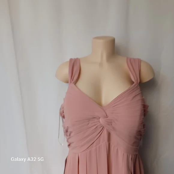 Azazie Kaitlynn Champagne Rose  Sweetheart Maxi Gown Size A14 - Picture 4 of 17